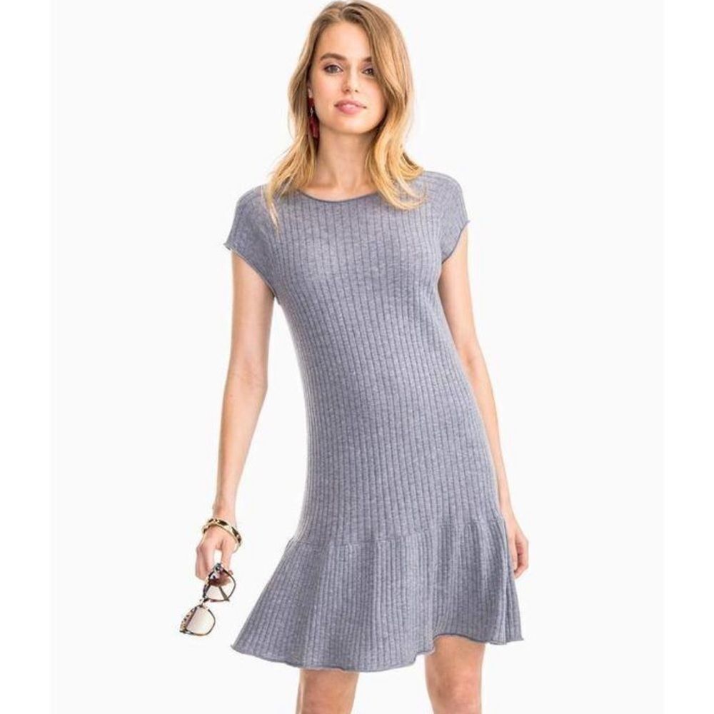 Gray Ribbed Mini Dress
